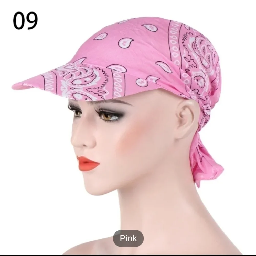 New pink woman adjustable baseball cap hat bandana paisley tie back